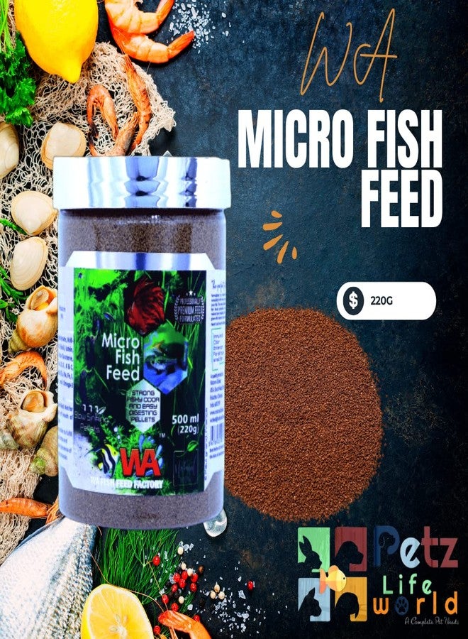 VAYINATO Wa Micro Fish Feed,500Ml(220G)Slow Sinking Pellets,Strong Fishy Odor And Easy Digesting Pellets - Image 2